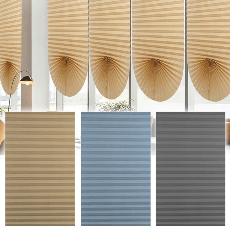 Linen Roller Blind - 5 Size Self-adhesive Pleated Blinds Bathroom