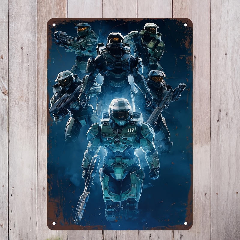 Interior Design Game - Halo-Inspired Metal Wall Art Sign, Vibrant