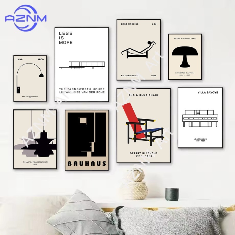 Interior Design Studio - Classic Farnsworth House Bauhaus Design Abstract