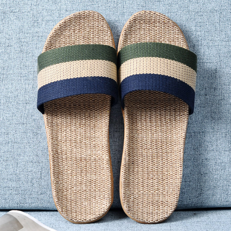 Linen Roller Blind - Men Multicolor Flax Slippers Summer Home