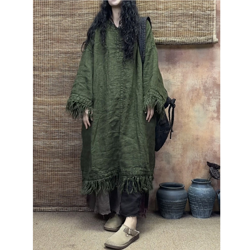 Linen Roller Blind - New Autumn Winter Women Vintage Loose