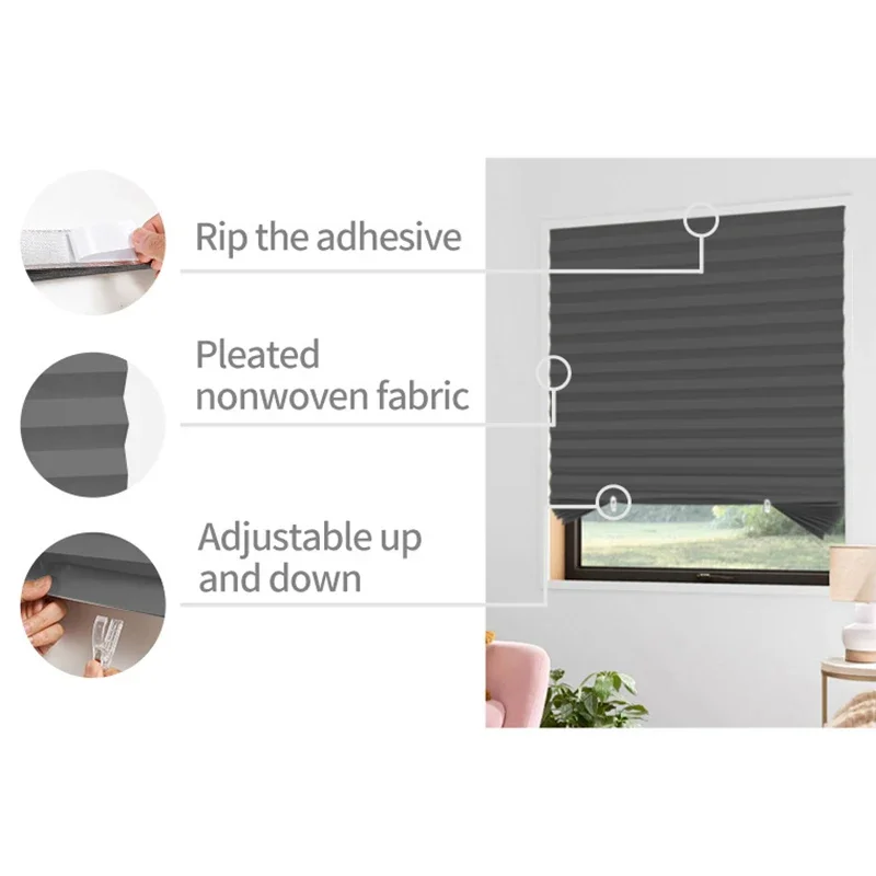 5 Size Self-adhesive Pleated B - Linen Roller Blind ulasan dan harga