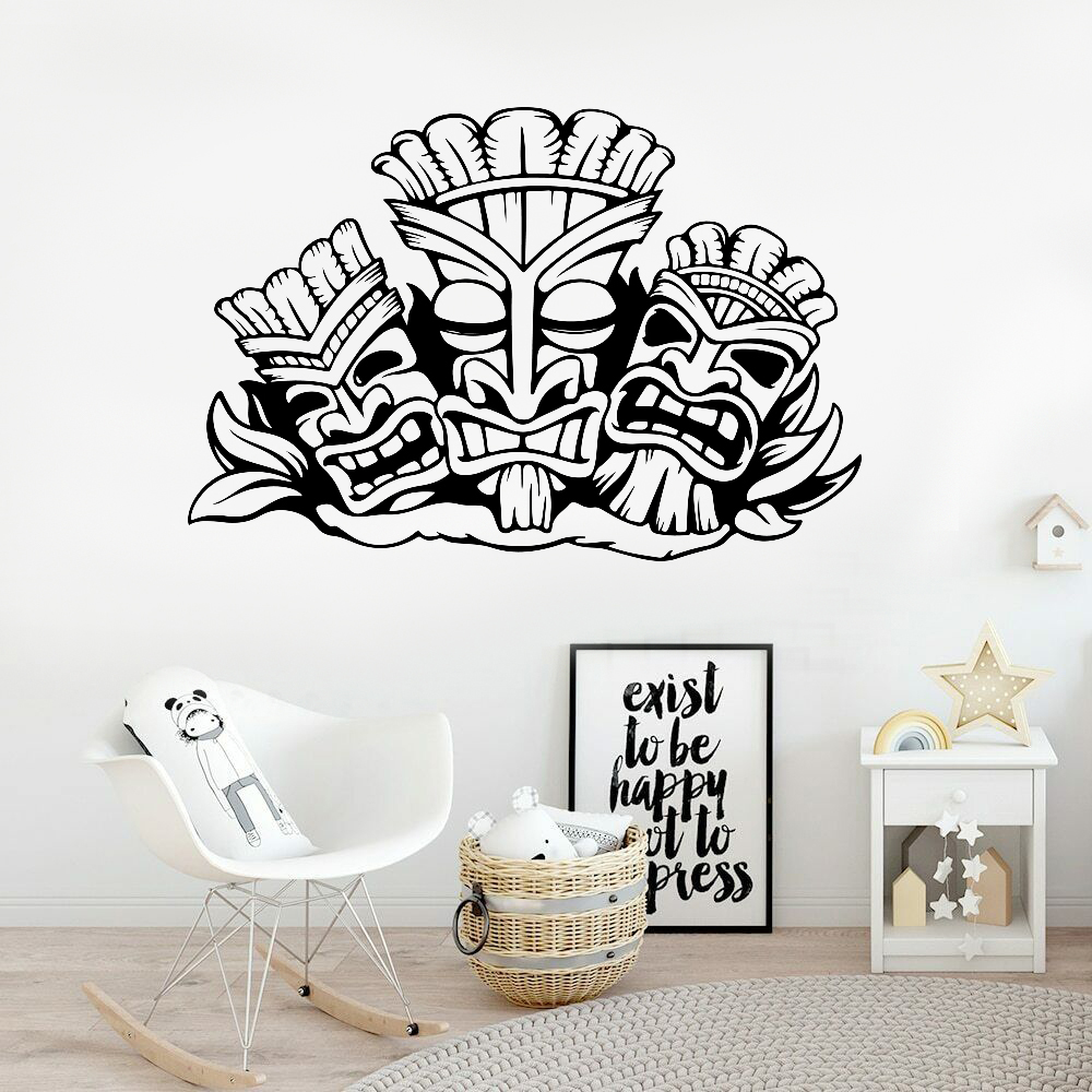 Hawaiian Totem Wall Sticker Al - Interior Design Quotes ulasan dan harga