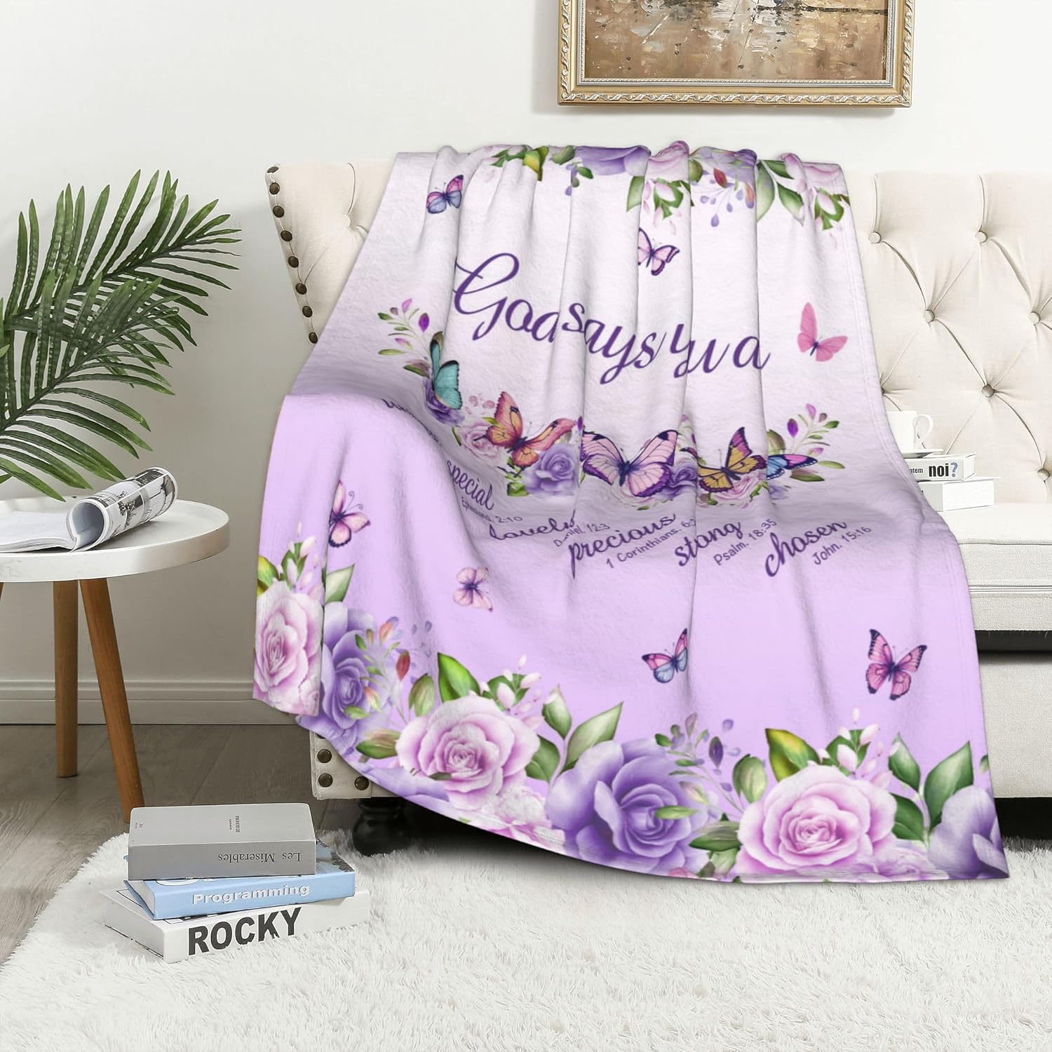 Purple Roses Butterflies Faith - Interior Design Quotes ulasan dan harga