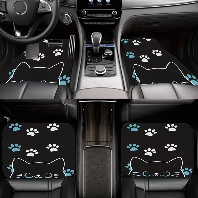 4Pc Car Floor Mats - Cute Cat  - Interior Design Style Quiz ulasan dan harga