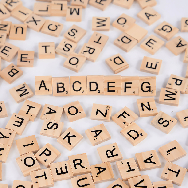 100Pcs Wood Tiles Letter Alpha - Interior Design Quotes ulasan dan harga