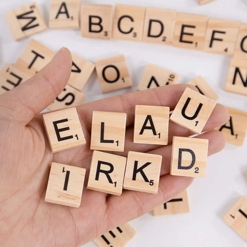 100Pcs Wood Tiles Letter Alpha - Interior Design Quotes ulasan dan harga