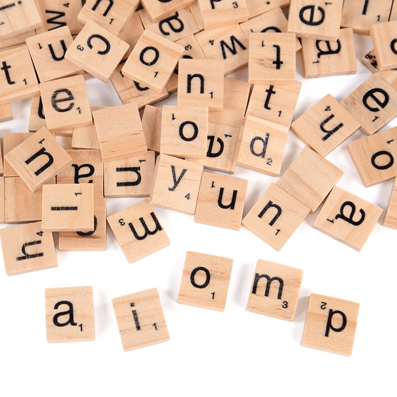 100Pcs Wood Tiles Letter Alpha - Interior Design Quotes ulasan dan harga