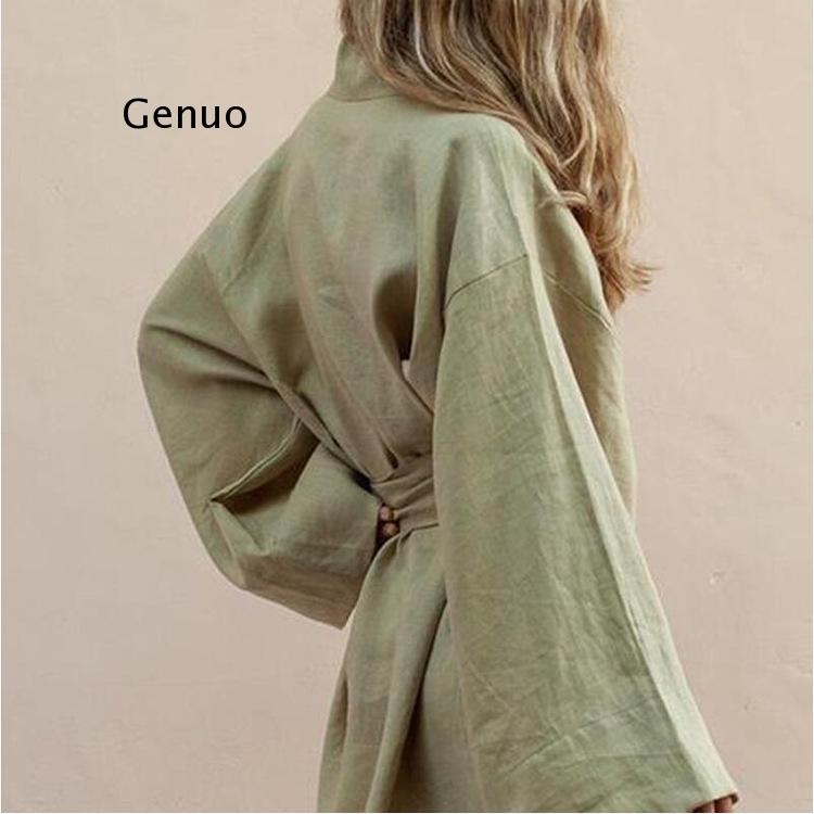 Lace Up Women's V-Neck Kimono  - Linen Roller Blind ulasan dan harga