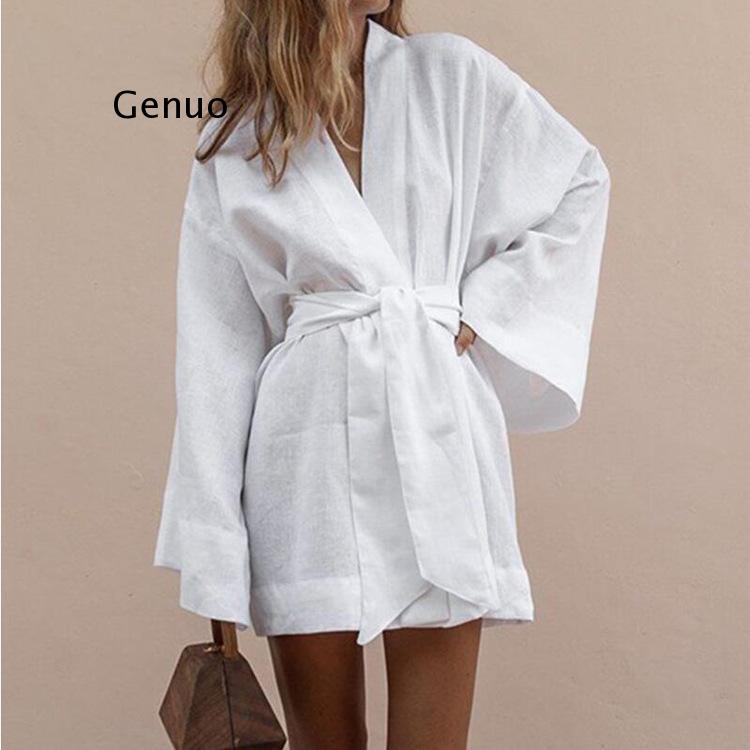 Lace Up Women's V-Neck Kimono  - Linen Roller Blind ulasan dan harga