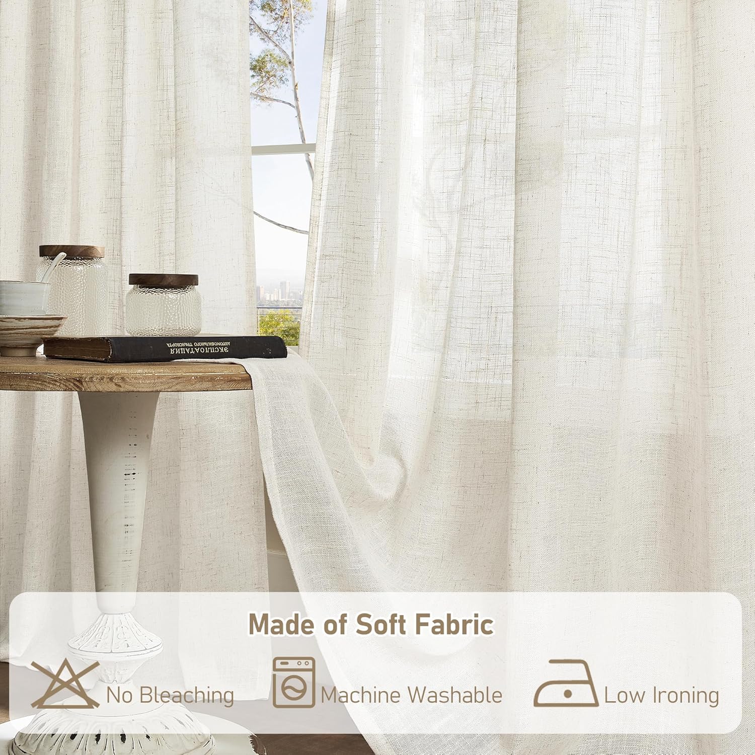 2PC Short Linen Kitchen Curtai - Linen Roller Blind ulasan dan harga