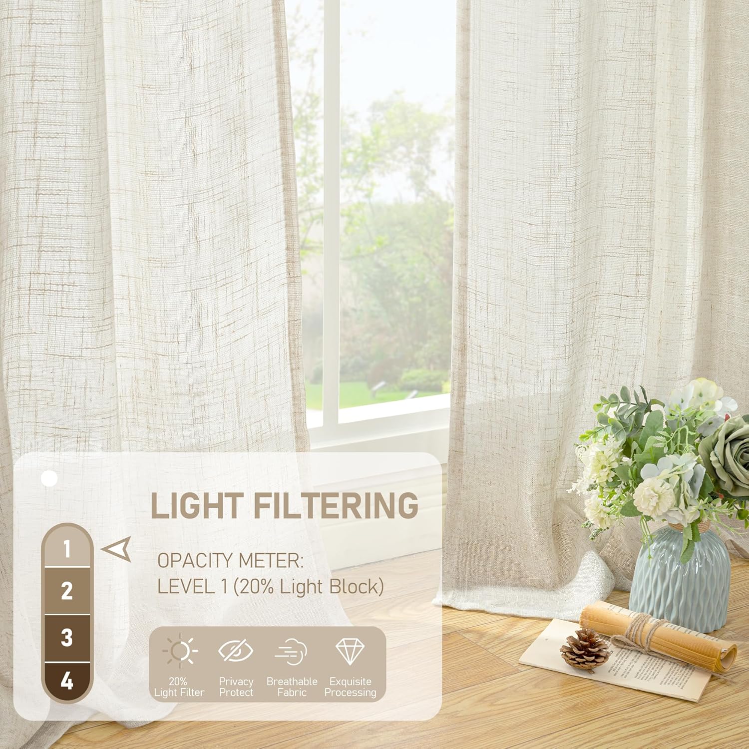 2PC Short Linen Kitchen Curtai - Linen Roller Blind ulasan dan harga